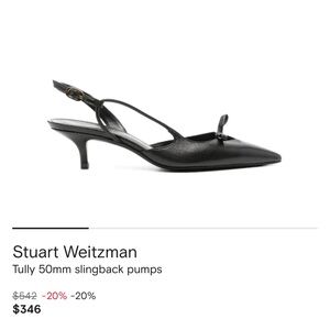 Stuart Weitzman Black Pointed-Toe Slingback Kitten Heels